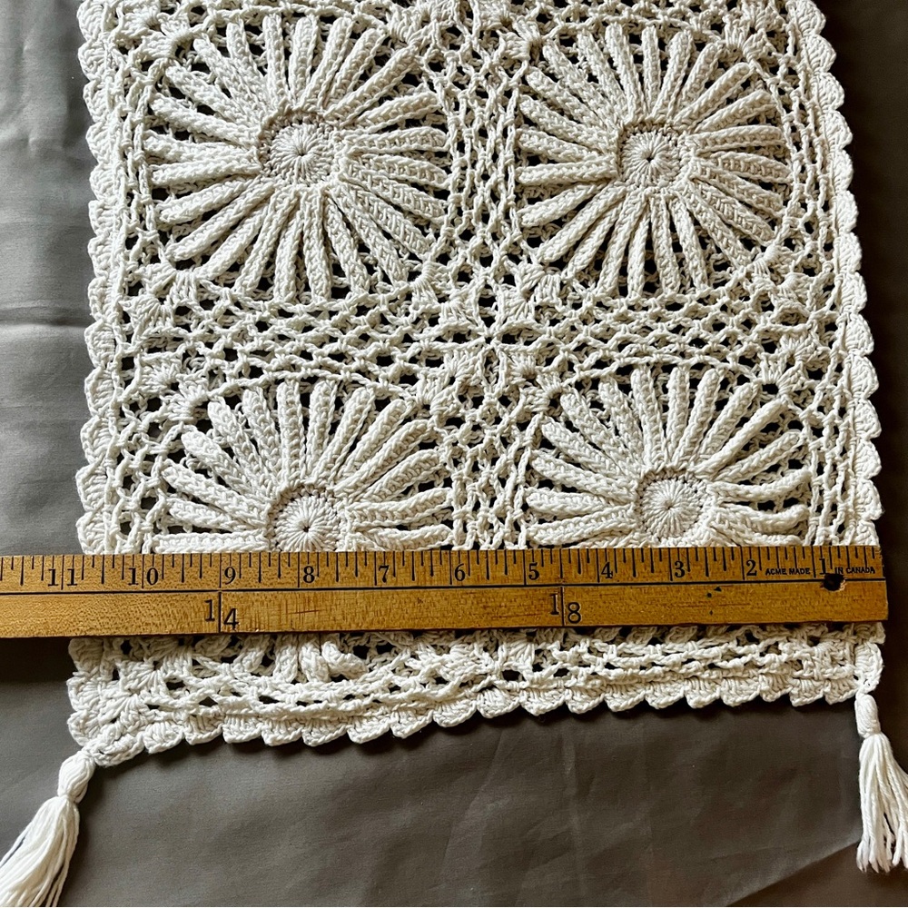 Crochet Throw Pillow Pair — Ivory Lumbar Accent Pillows 9″×14.5″ - Picture 6 of 7